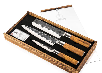 3-delige messenset Olive + Gratis onderhoudsset