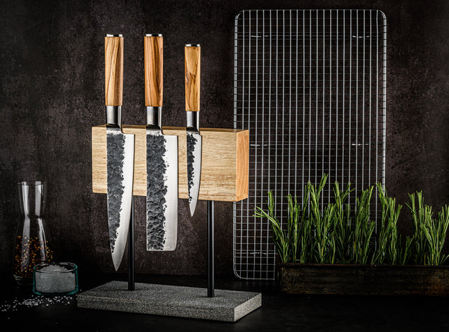 3-delige messenset Olive + Gratis onderhoudsset