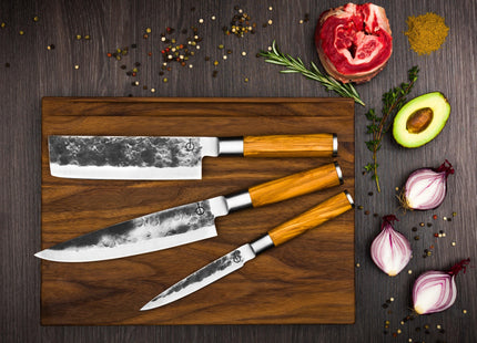 3-delige messenset Olive + Gratis onderhoudsset