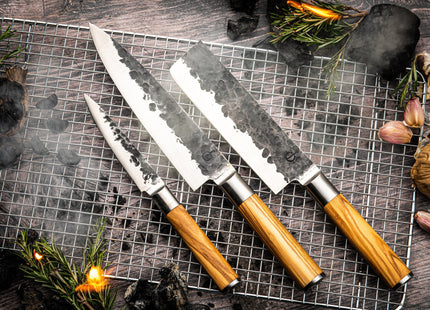 3-delige messenset Olive + Gratis onderhoudsset