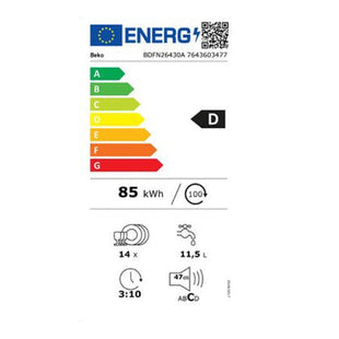 Beko vaatwasser BDFN26430A - vrijstaand - Antraciet