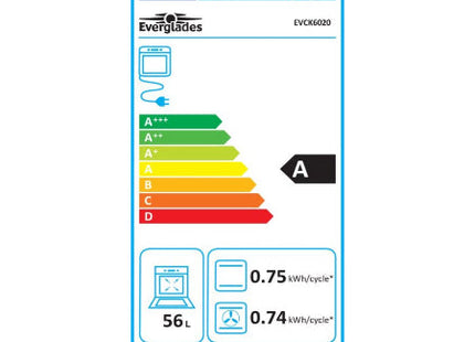 Everglades gasfornuis EVCK6020 - Mat Zwart - 60cm