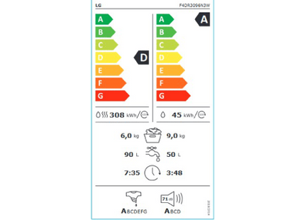 LG was-droogcombinatie F4DR3096N3W - wit