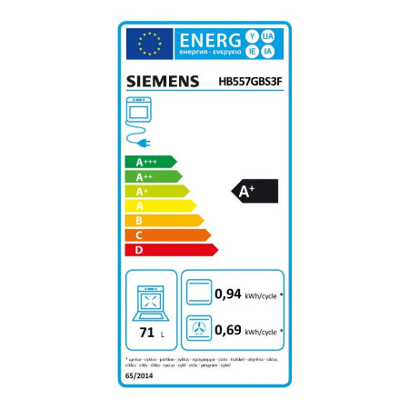Siemens inbouwoven HB557GBS3F - iQ500 - 71 l - Inox