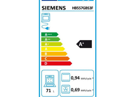 Siemens inbouwoven HB557GBS3F - iQ500 - 71 l - Inox
