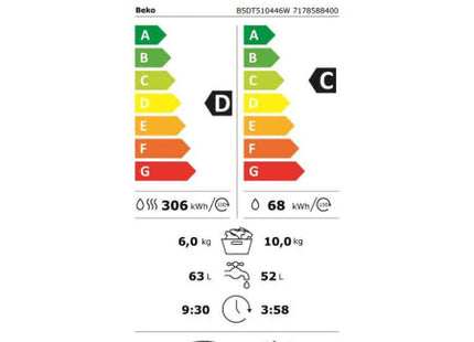 Beko B5DT510446W - AutoDose - RecycledTub™ - Was-droogcombi
